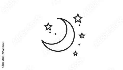 Simple crescent moon and stars