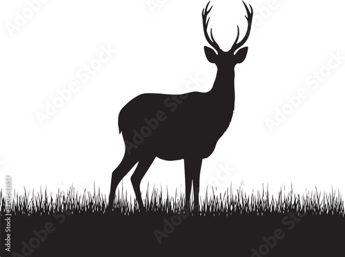 black vector image of deer