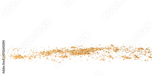 Abstract gold texture of pepper grain and black seeds on an isolated white background