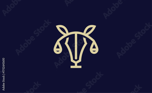 Logo Law Scale and horse. Lawfirm, Justice and Strategy creative concept.