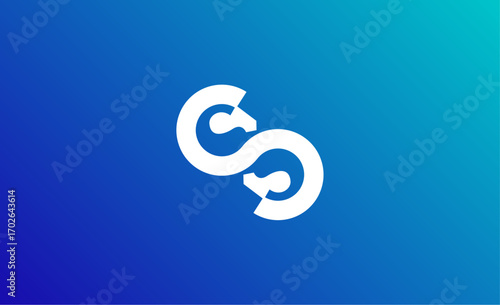 Abstract logo loop and head horse. Modern, simple with technology concept.