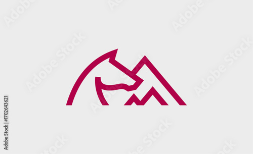 Logo Horse and mountain. Environment, advanture and nature concept.