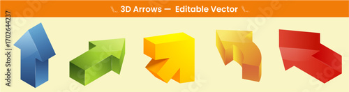 Vector illustration of a set of colorful 3D Arrows 