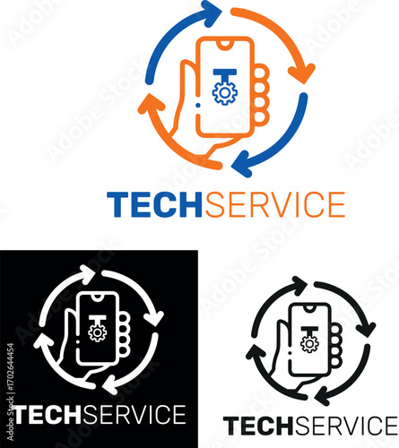 Logotipo de tecnología reparación o tienda de celulares