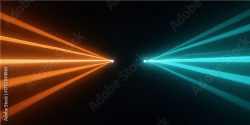 Bright glowing blue lines create an abstract motion art design on a dark background