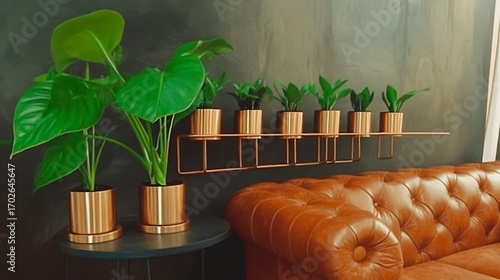 Beautiful Apartment, Sofa, Chair, Dining Table wall Mockup Interior design of modern living room