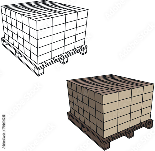 Ilustración de estibas de cajas en tarimas