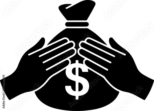 two hands protecting a money bag