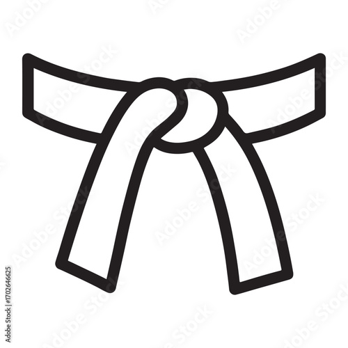 Martial arts obi belt knot graphic silhouette white background