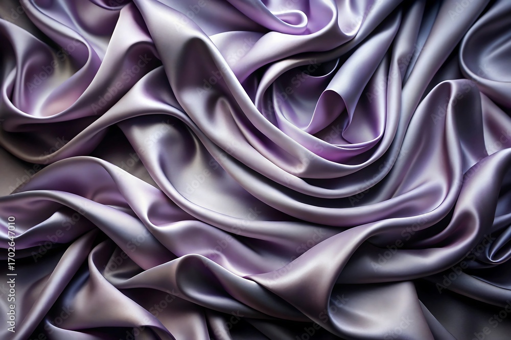 Fototapeta premium Luxurious lilac silk fabric with elegant drapes and soft folds
