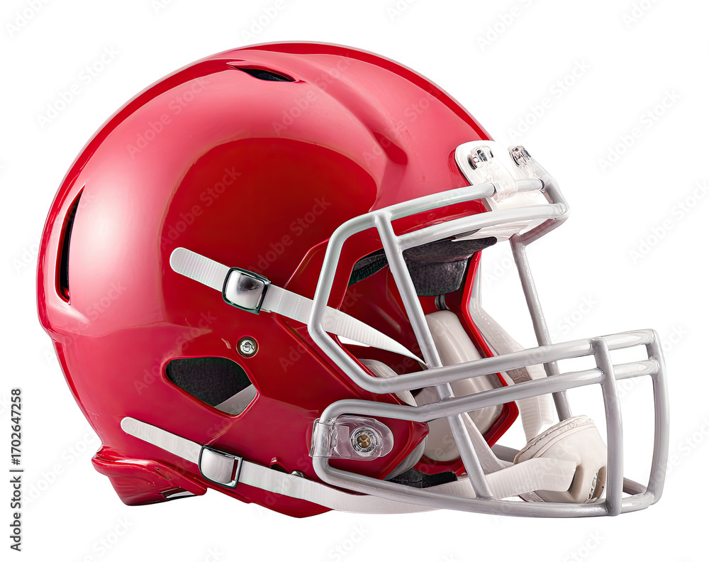 Fototapeta premium Profile view of a red football helmet