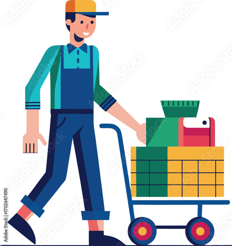 Delivery man delivering parcel on transparent background