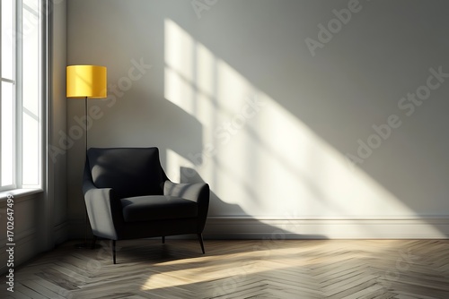 Beautiful Apartment, Sofa, Chair, Dining Table wall Mockup Interior design of modern living room