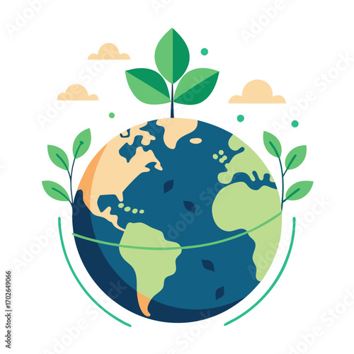 vector of a globe with small plants sprouting