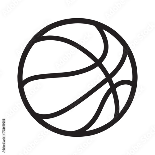 Simple line art basketball icon for sports graphics silhouette white background