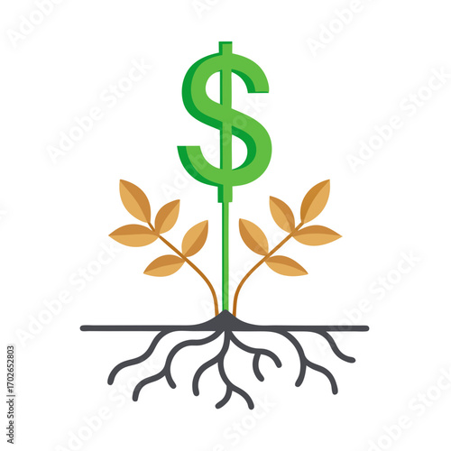 dollar symbol with leaves