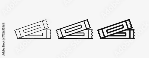 Icon Line Sachet of Coffee with thin, mid and bold stroke types. Coffee shop equipment, Barista, Beverages concept,