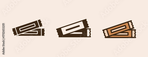 Icon Sachet of Coffee with glyph, semi solid and flat icon types. Coffee shop equipment, Barista, Beverages concept,