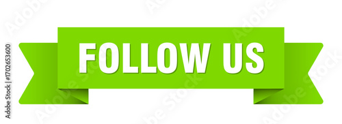follow us ribbon isolated on transparent background. follow us ribbon