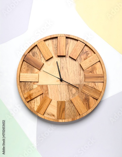 Wallpaper Mural Wooden wall clock on colorful background Torontodigital.ca
