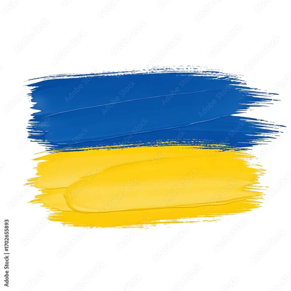 Obraz premium Brush stroke flag of ukraine isolated on transparent background, showcasing national pride and cultural identity, symbolizing unity, independence, and the rich heritage of the ukrainian people, foster