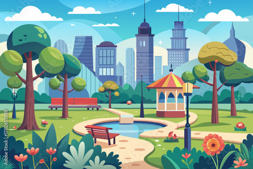 city landscape with trees