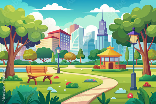 city landscape with trees