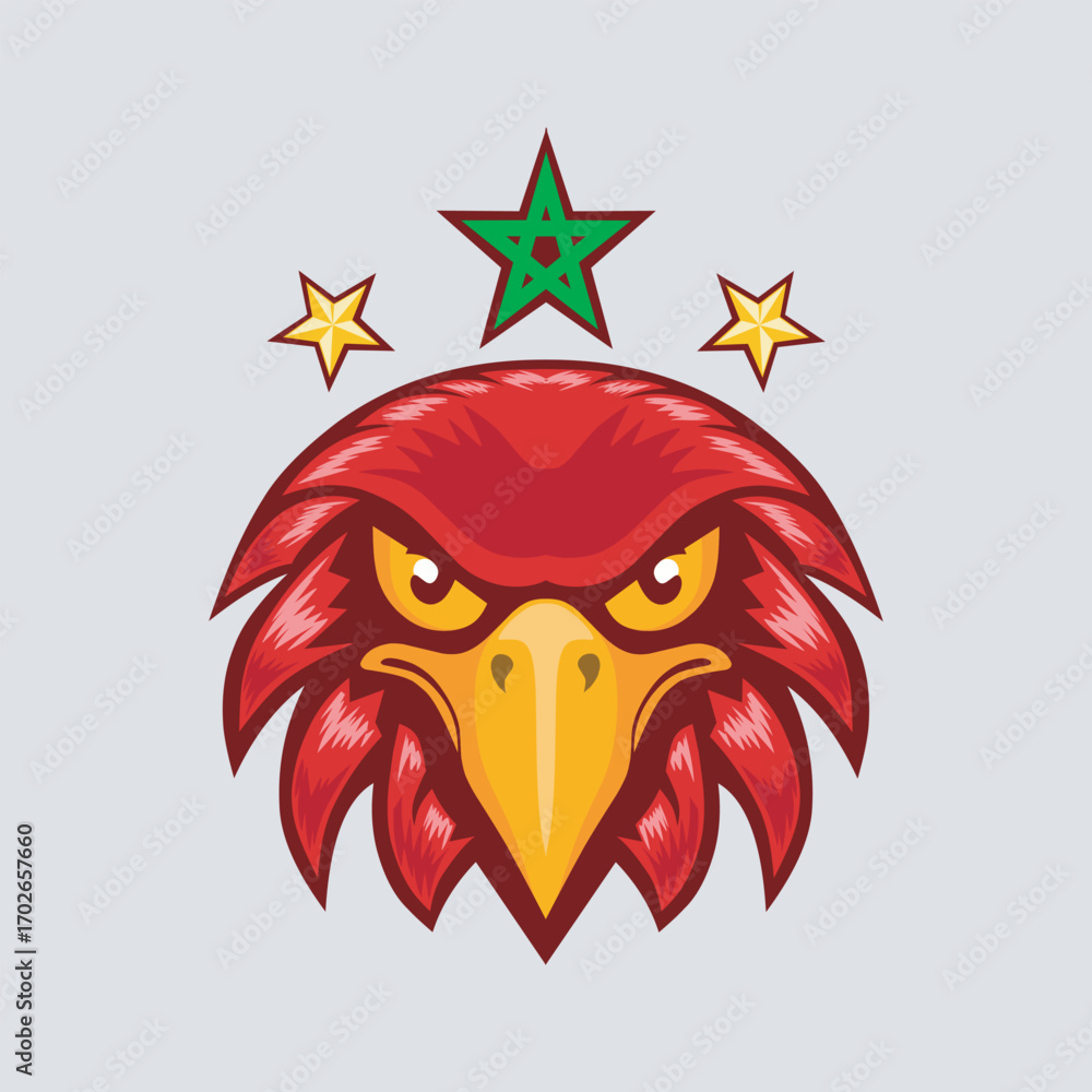 Fototapeta premium Eagle logo vector, with bright red color and sharp gaze.