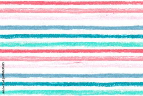 Seamless pattern of blue and pink stripes drawn with dry pastels.