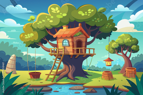 landscape with a house and trees