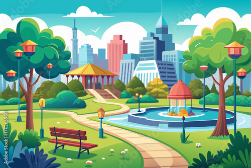 city landscape with trees