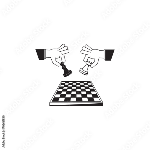 Chess Player Silhouette with Chessboard Vector Illustration