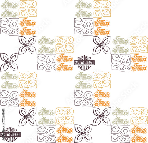 Classic Popular Flower Seamless pattern background - For easy making seamless pattern use it for filling any contours