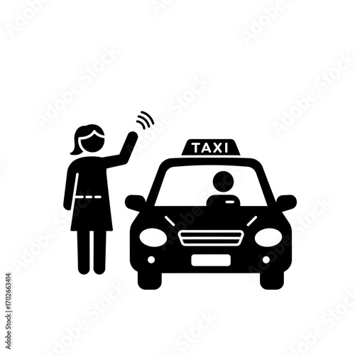 Taxi Icon – Passenger Hailing Cab Transport Symbol Vector
