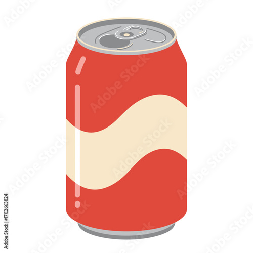 Red Soda Can Icon – Refreshing Beverage Container Vector Illustration