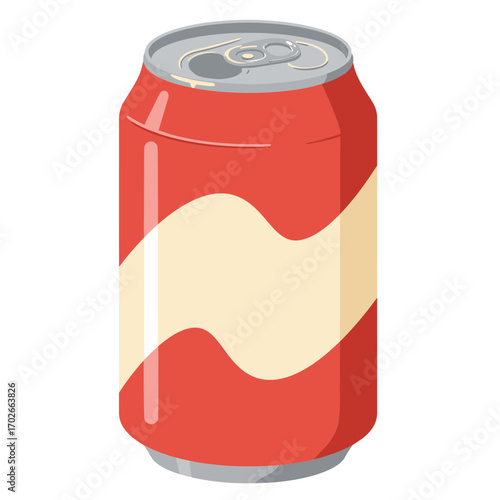Red Soda Can Icon – Refreshing Beverage Container Vector Illustration