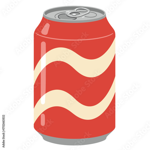 Red Soda Can Icon – Refreshing Beverage Container Vector Illustration