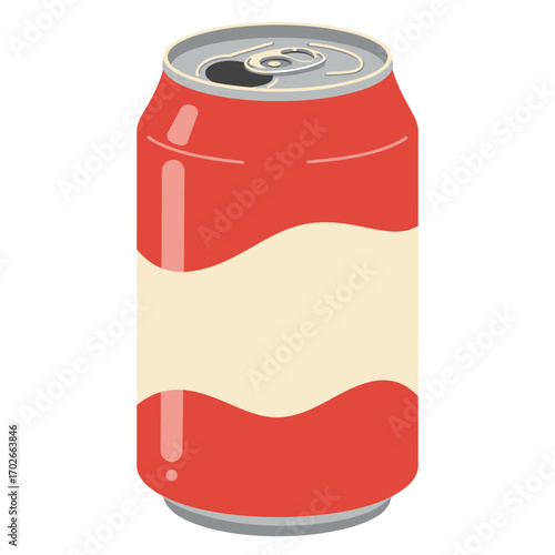 Red Soda Can Icon – Refreshing Beverage Container Vector Illustration