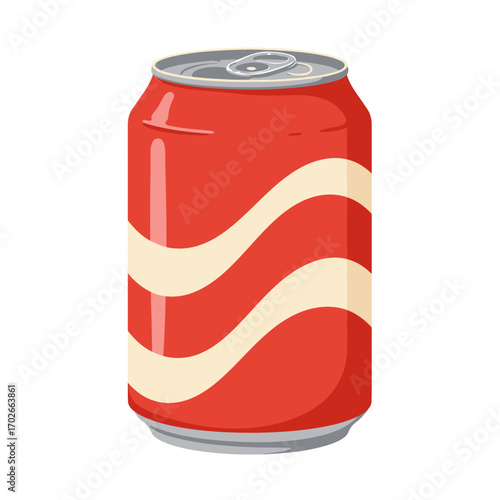 Red Soda Can Icon – Refreshing Beverage Container Vector Illustration