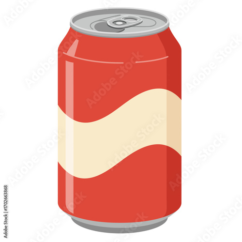 Red Soda Can Icon – Refreshing Beverage Container Vector Illustration