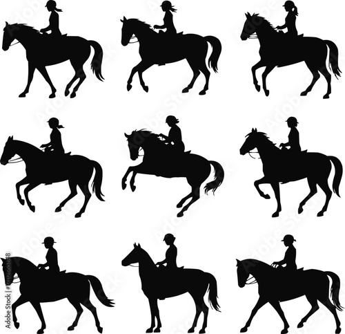 Horse Riding Silhouette Vector Collection  Riders in Motion Horse Riding Silhouette Vector Collection Riders in Motion