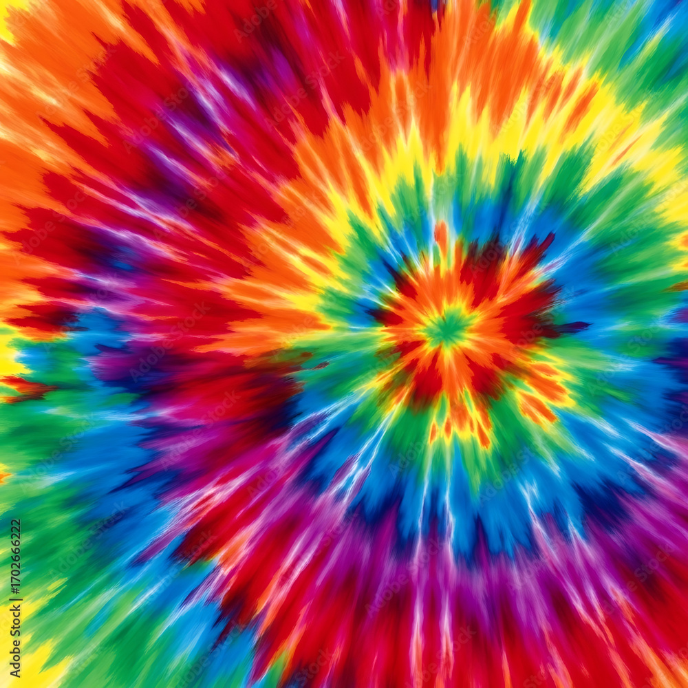 Obraz premium Vibrant Rainbow Spiral Tie-Dye Explosion Pattern