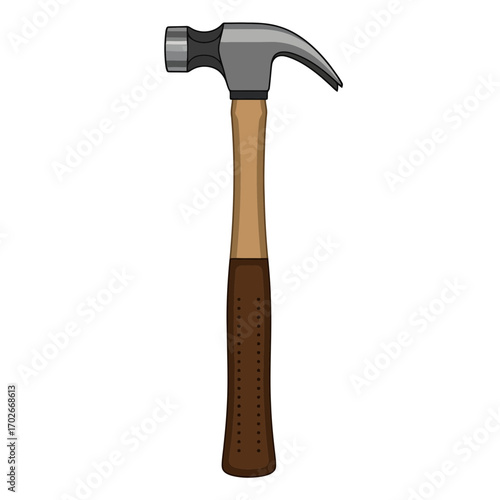 Claw hammer tool isolated on white background silhouette