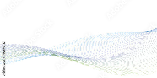 Flowing Dot Wave halftone gradient pattern on transparent background and uniquely formed abstract blob outlines made with dotted waves.