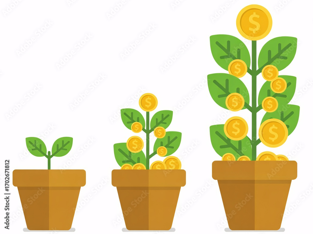 Obraz premium Watch your investments grow exponentially with a solid financial plan and strategic money management steps