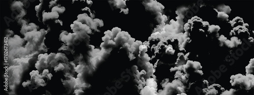 Artistic monochrome depiction of stormy atmospheric cloud formations