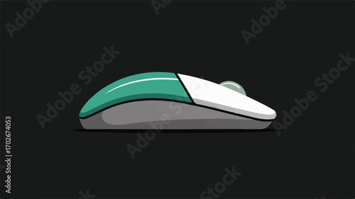 Modern Computer Mouse with Teal and White Accents on Black Background technology peripheral