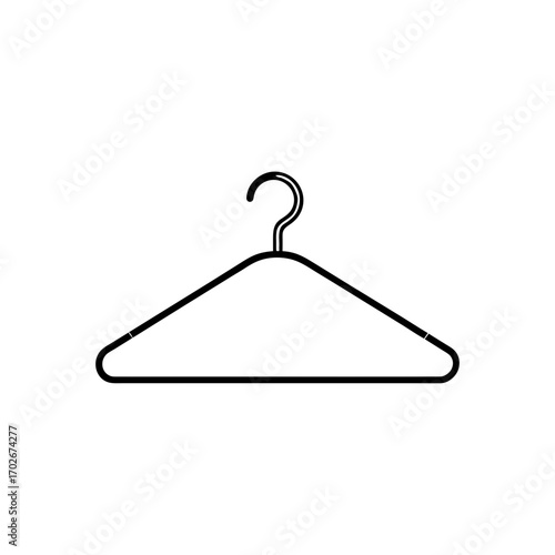 Illustration of a simple wire clothes hanger icon on transparent background