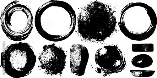 Abstract black ink texture set for artistic design and decoration