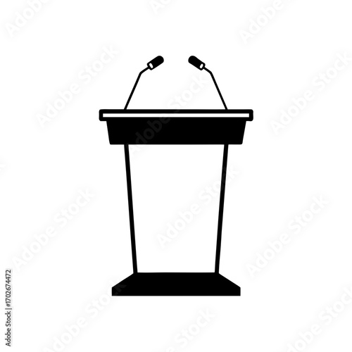 Illustration of a podium with two microphones on top on transparent background